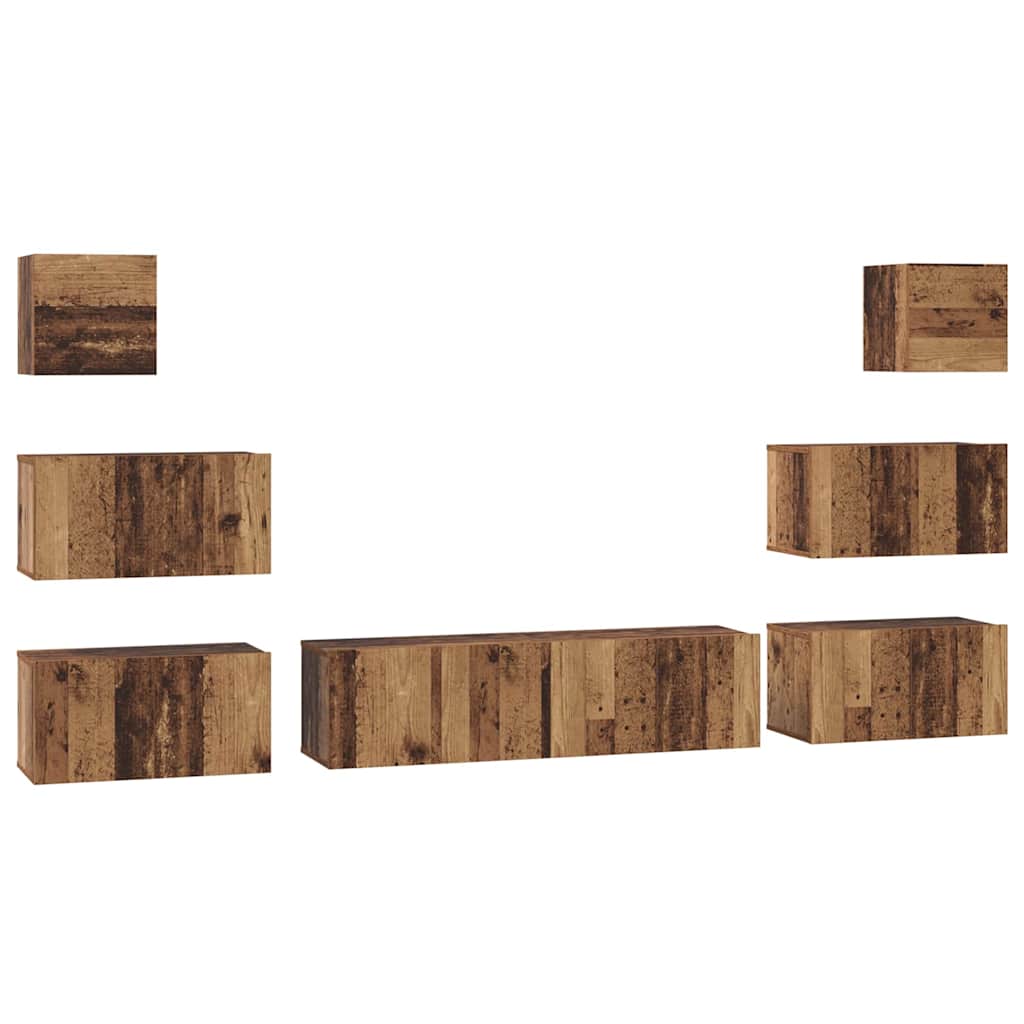 Set comodă TV 8 pcs Lemn vechi 60 x 30 x 30 cm Lemn compozit GartenMobel Dekor