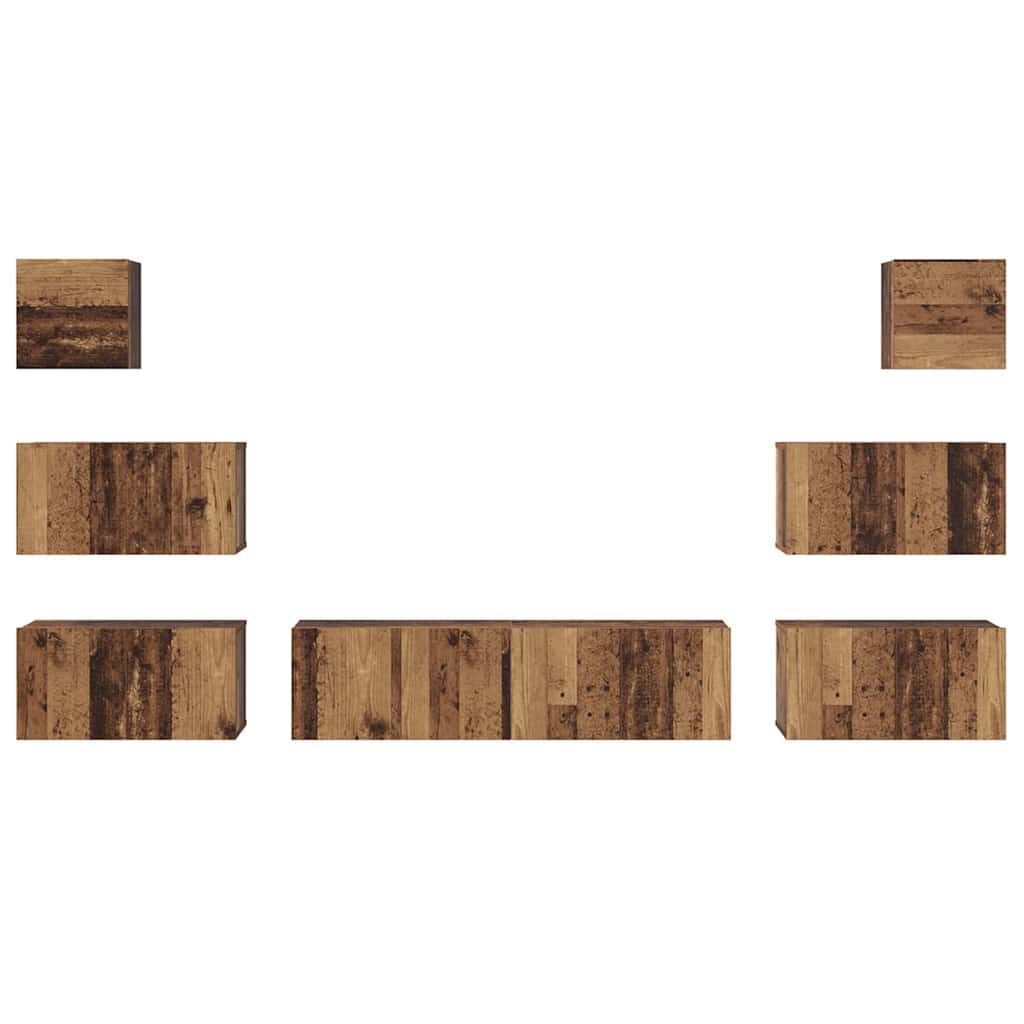 Set comodă TV 8 pcs Lemn vechi 60 x 30 x 30 cm Lemn compozit GartenMobel Dekor