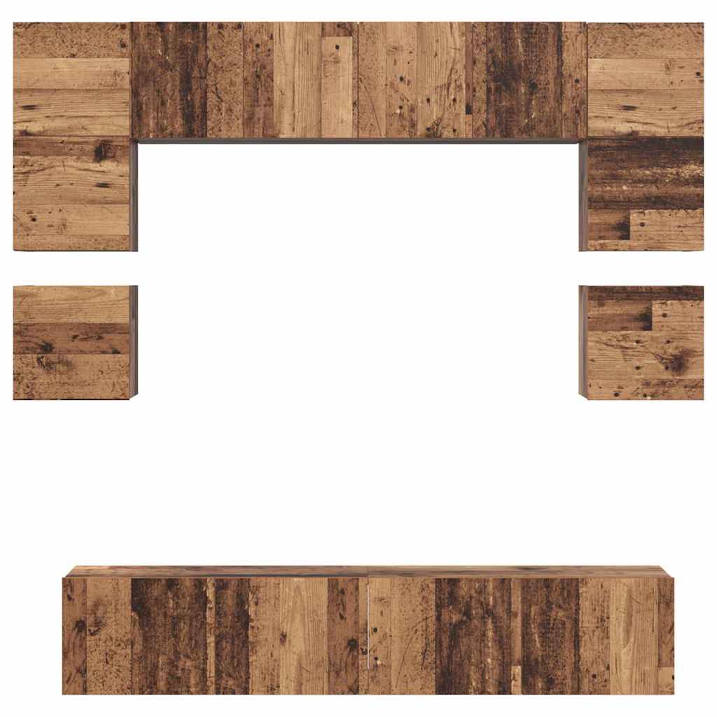 Set comodă TV 8 pcs Lemn vechi 80 x 30 x 30 cm Lemn compozit GartenMobel Dekor