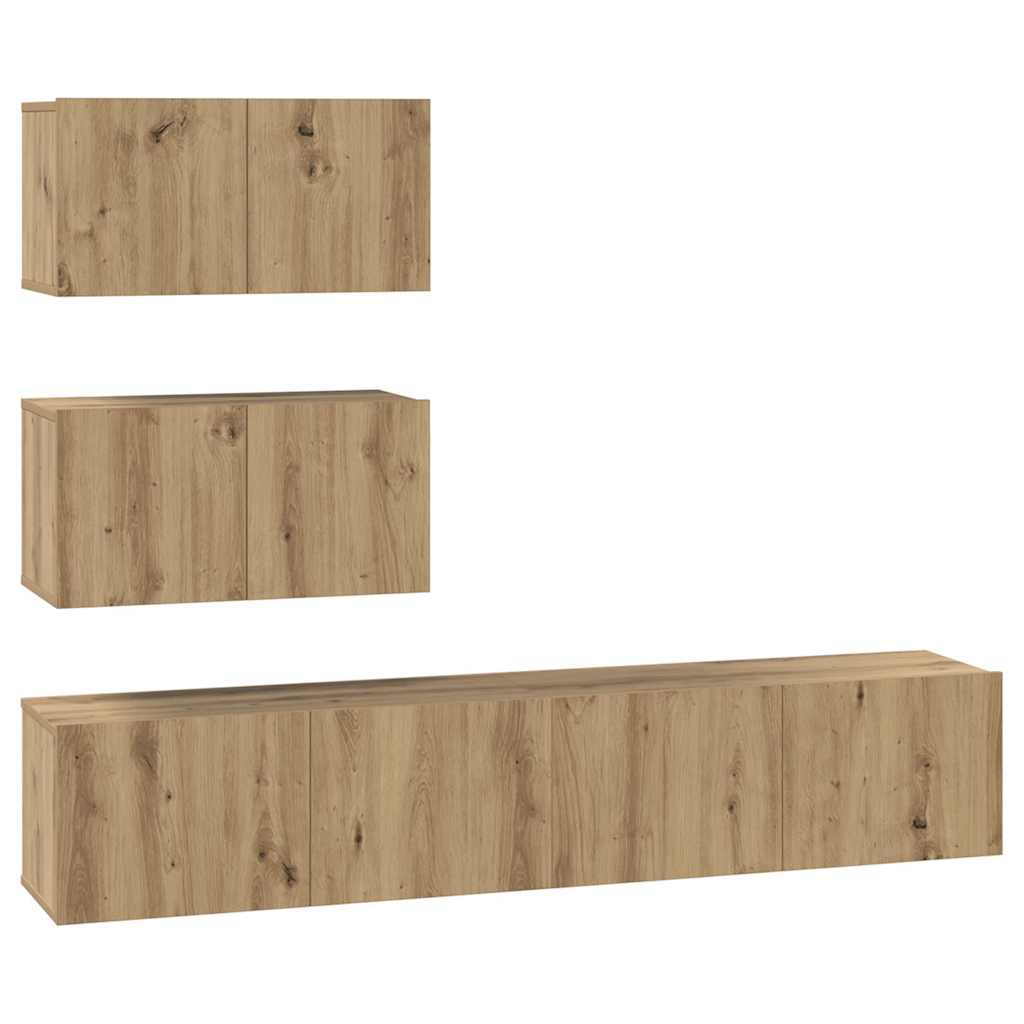 Set comodă TV Pe perete 4 pcs stejar artizanal 80 x 30 x 30 cm GartenMobel Dekor