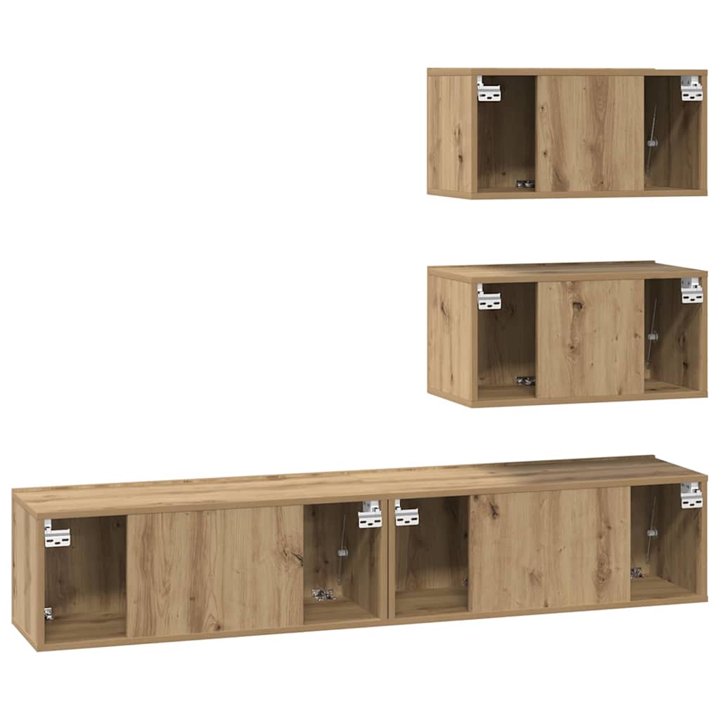 Set comodă TV Pe perete 4 pcs stejar artizanal 80 x 30 x 30 cm GartenMobel Dekor
