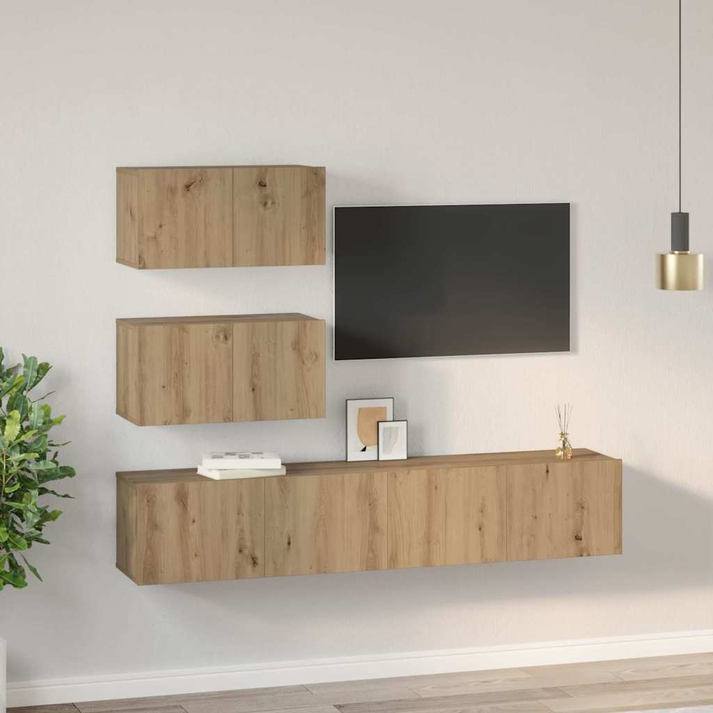Set comodă TV Pe perete 4 pcs stejar artizanal 80 x 30 x 30 cm GartenMobel Dekor