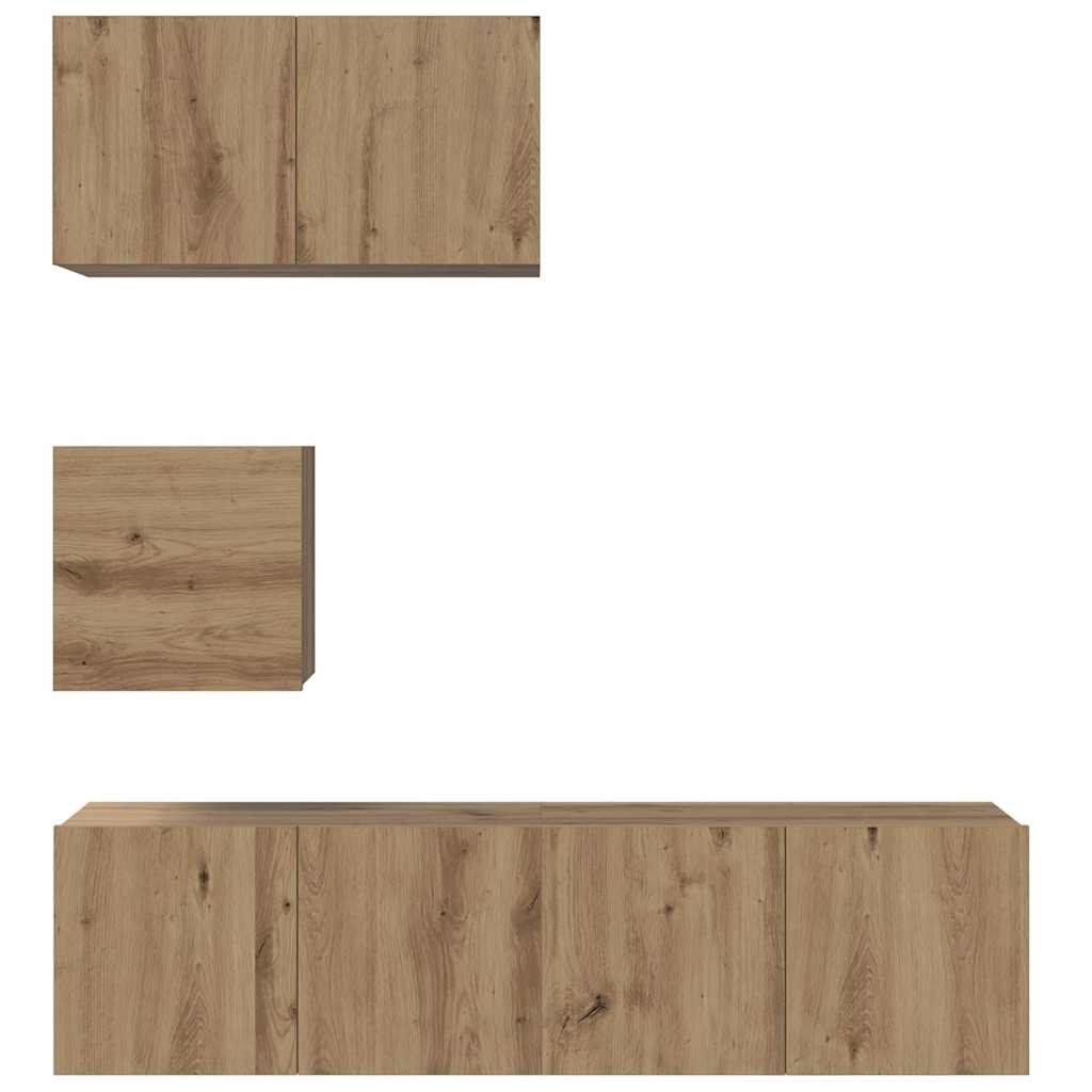 Set comodă TV Pe perete Altele 4 pcs stejar artizanal 60 x 30 x 30 cm GartenMobel Dekor