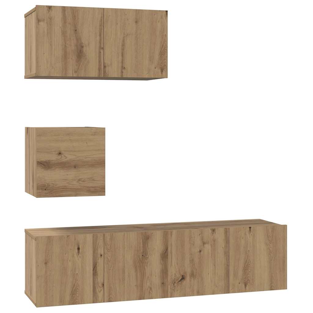 Set comodă TV Pe perete Altele 4 pcs stejar artizanal 60 x 30 x 30 cm GartenMobel Dekor