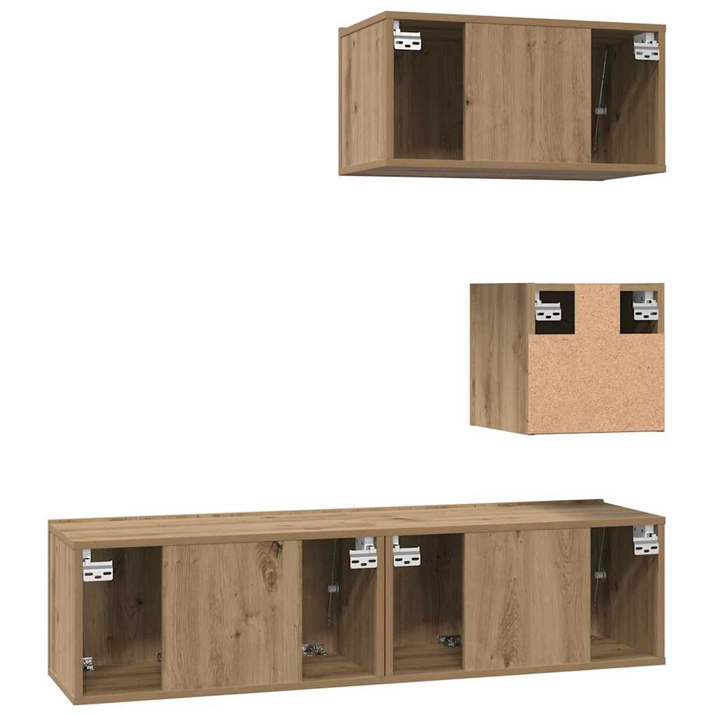 Set comodă TV Pe perete Altele 4 pcs stejar artizanal 60 x 30 x 30 cm GartenMobel Dekor