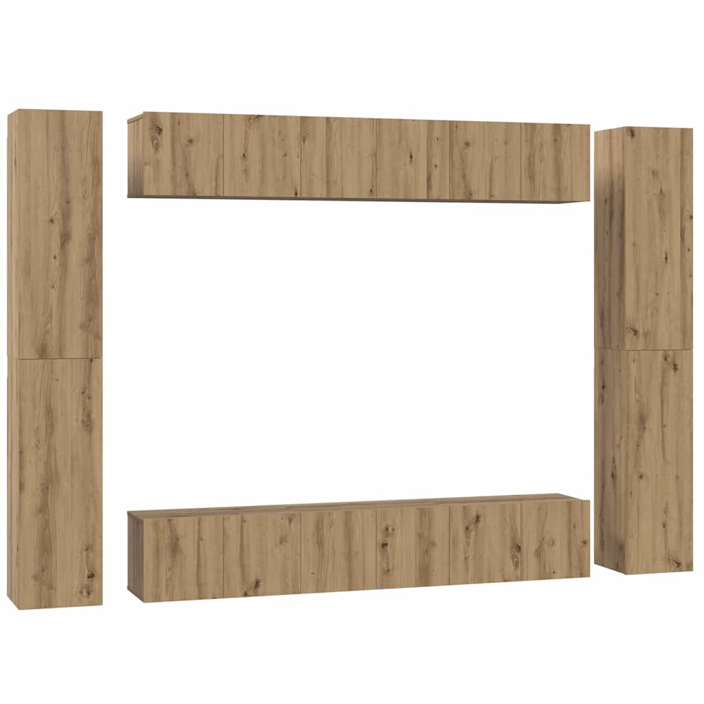 Set comodă TV cu raft 10 pcs stejar artizanal 30.5 x 30 x 90 cm GartenMobel Dekor