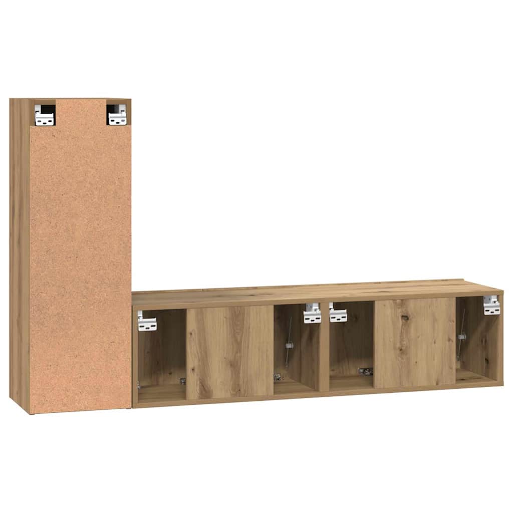 Set comodă TV cu raft 3 pcs stejar artizanal 150.5 x 30 x 90 cm GartenMobel Dekor