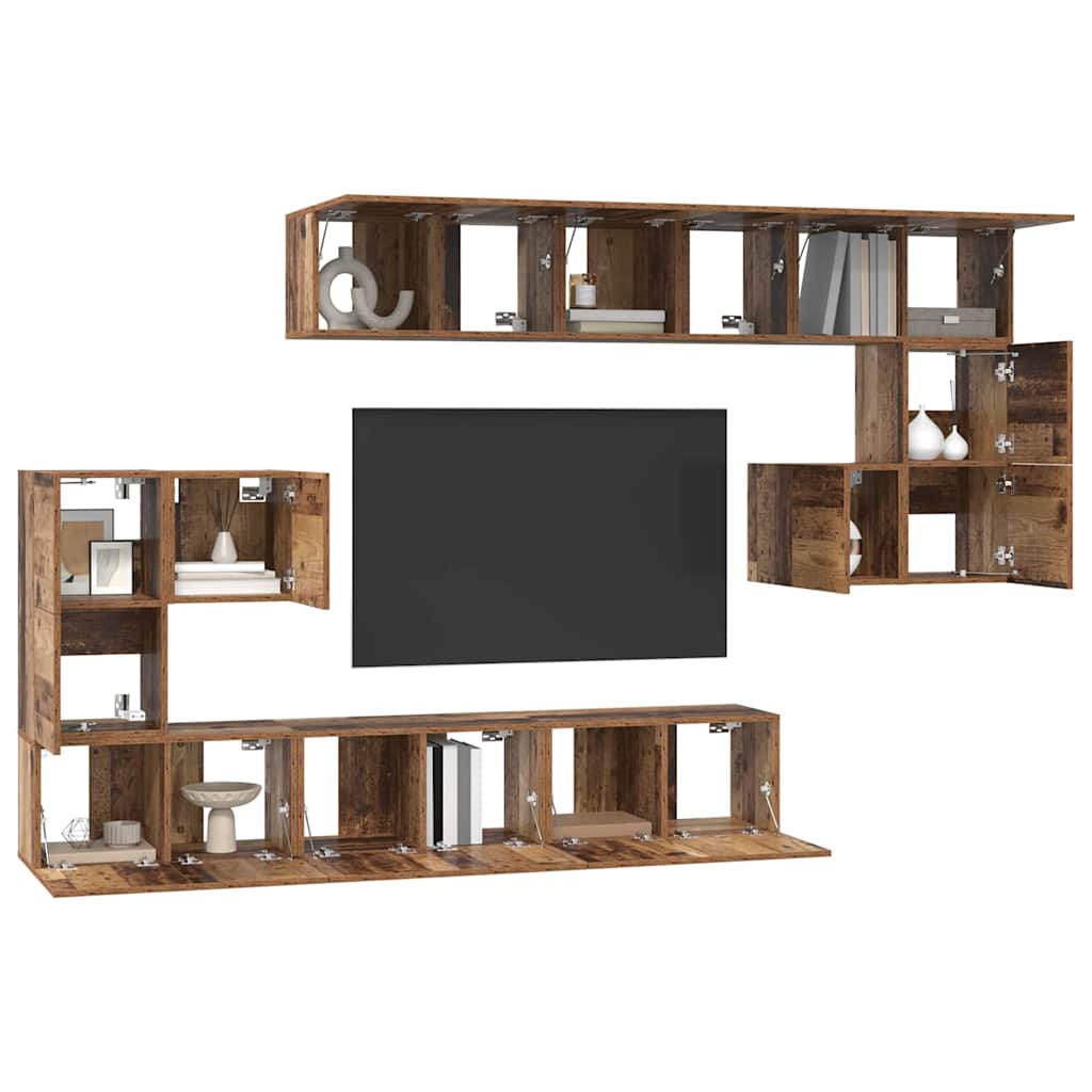 Set comodă TV cu raft Altele 10 pcs Lemn vechi 180 x 30 x 90.5 cm GartenMobel Dekor