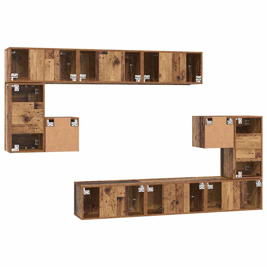 Set comodă TV cu raft Altele 10 pcs Lemn vechi 180 x 30 x 90.5 cm GartenMobel Dekor