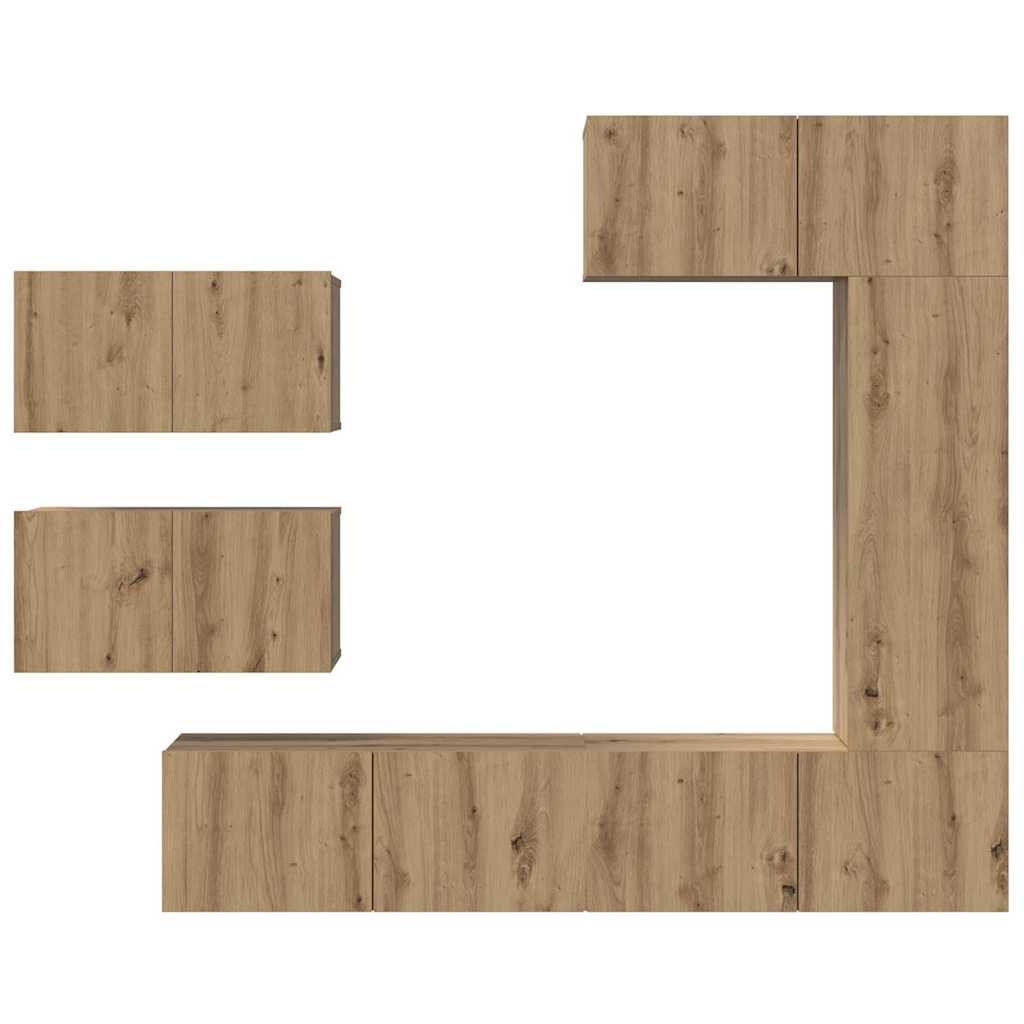 Set comodă TV cu raft Altele 6 pcs stejar artizanal 30.5 x 30 x 90 cm GartenMobel Dekor