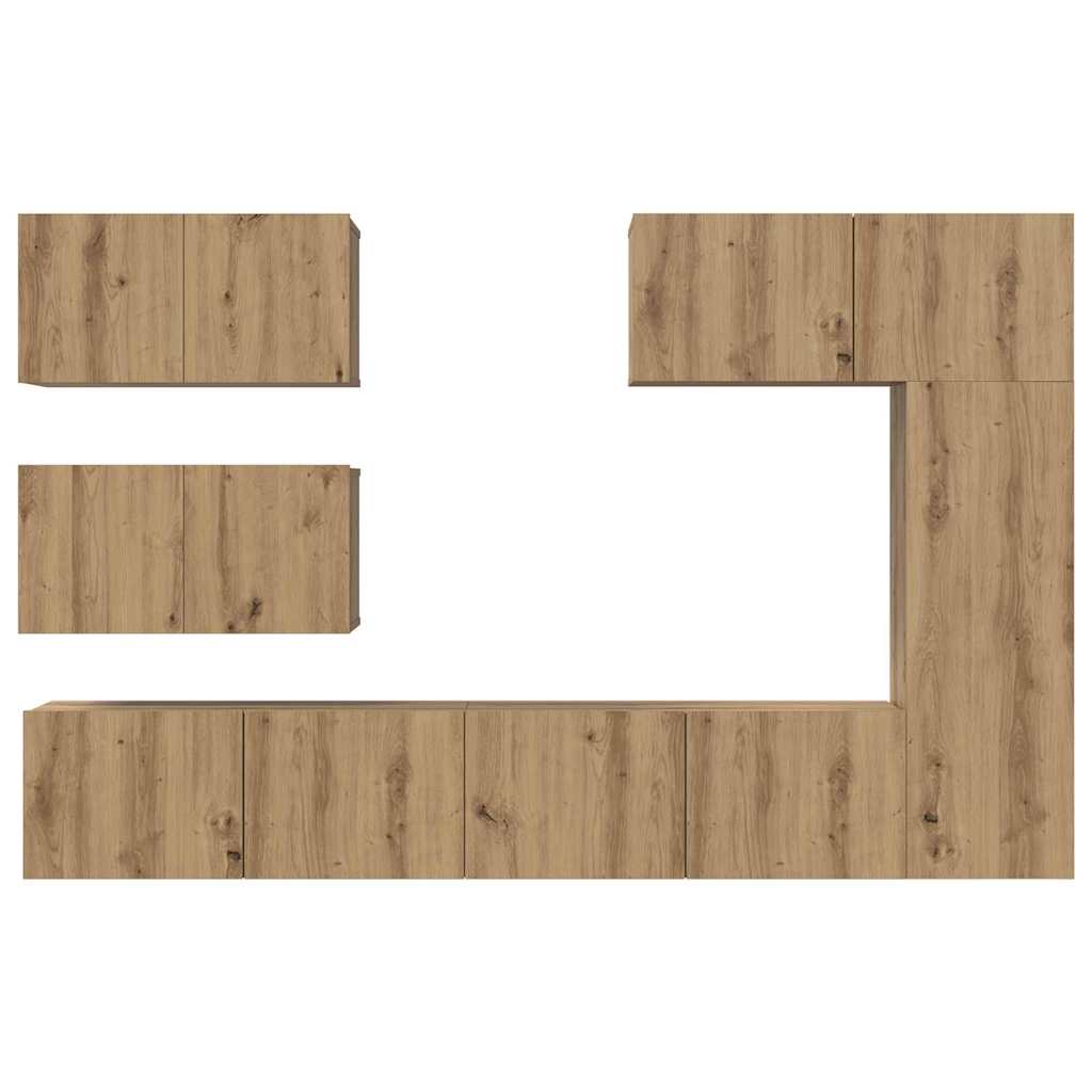 Set comodă TV cu raft Altele 6 pcs stejar artizanal 30.5 x 30 x 90 cm GartenMobel Dekor