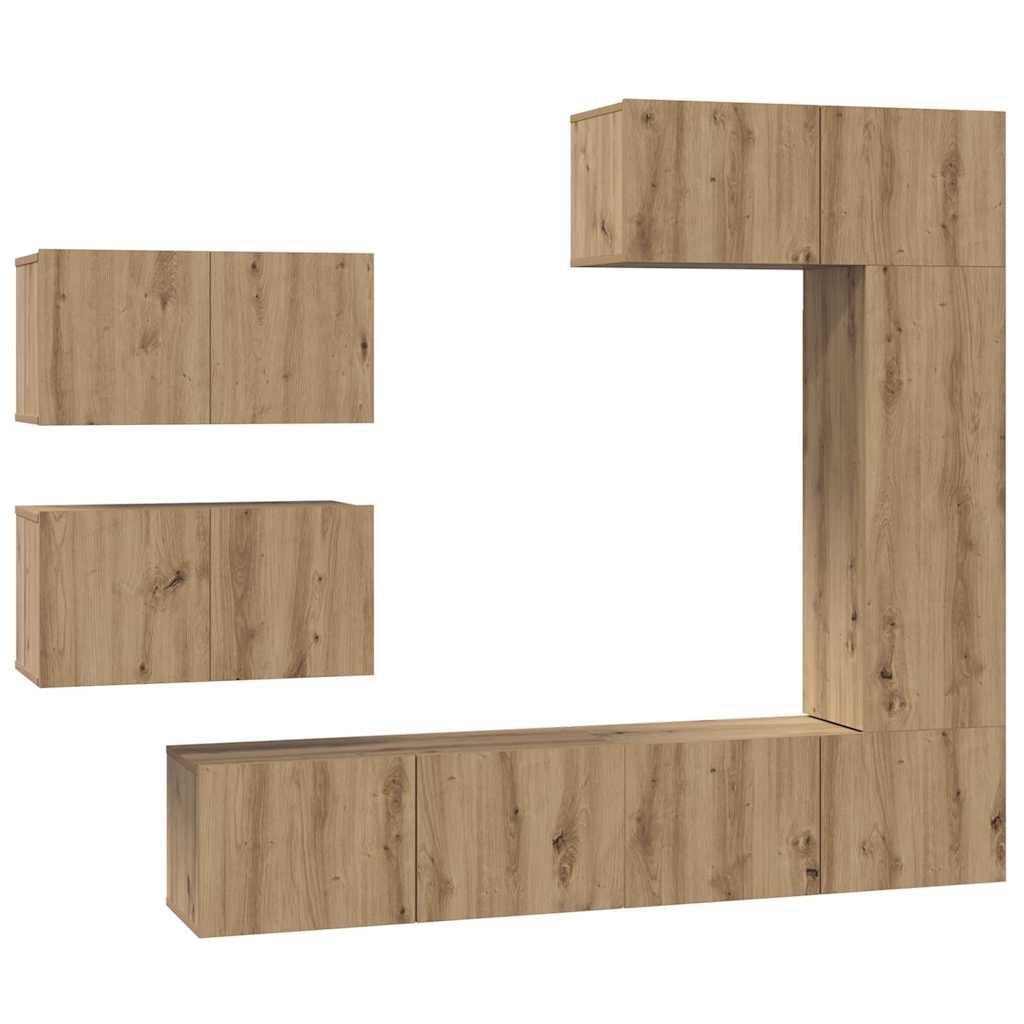 Set comodă TV cu raft Altele 6 pcs stejar artizanal 30.5 x 30 x 90 cm GartenMobel Dekor