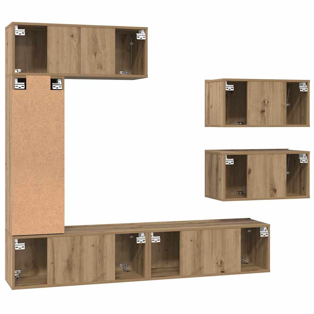 Set comodă TV cu raft Altele 6 pcs stejar artizanal 30.5 x 30 x 90 cm GartenMobel Dekor