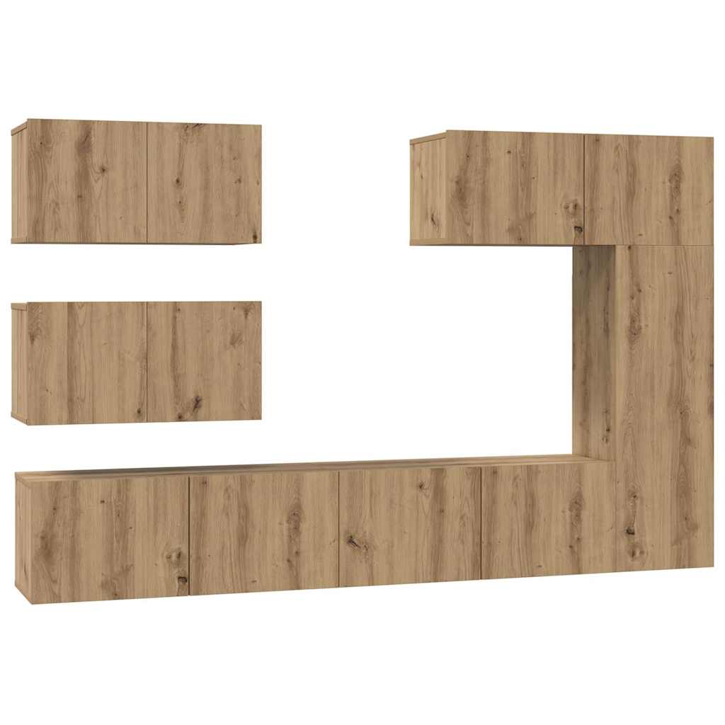 Set comodă TV cu raft Altele 6 pcs stejar artizanal 30.5 x 30 x 90 cm GartenMobel Dekor