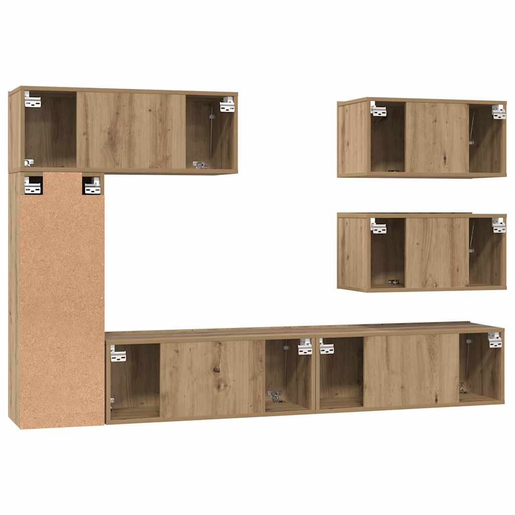 Set comodă TV cu raft Altele 6 pcs stejar artizanal 30.5 x 30 x 90 cm GartenMobel Dekor