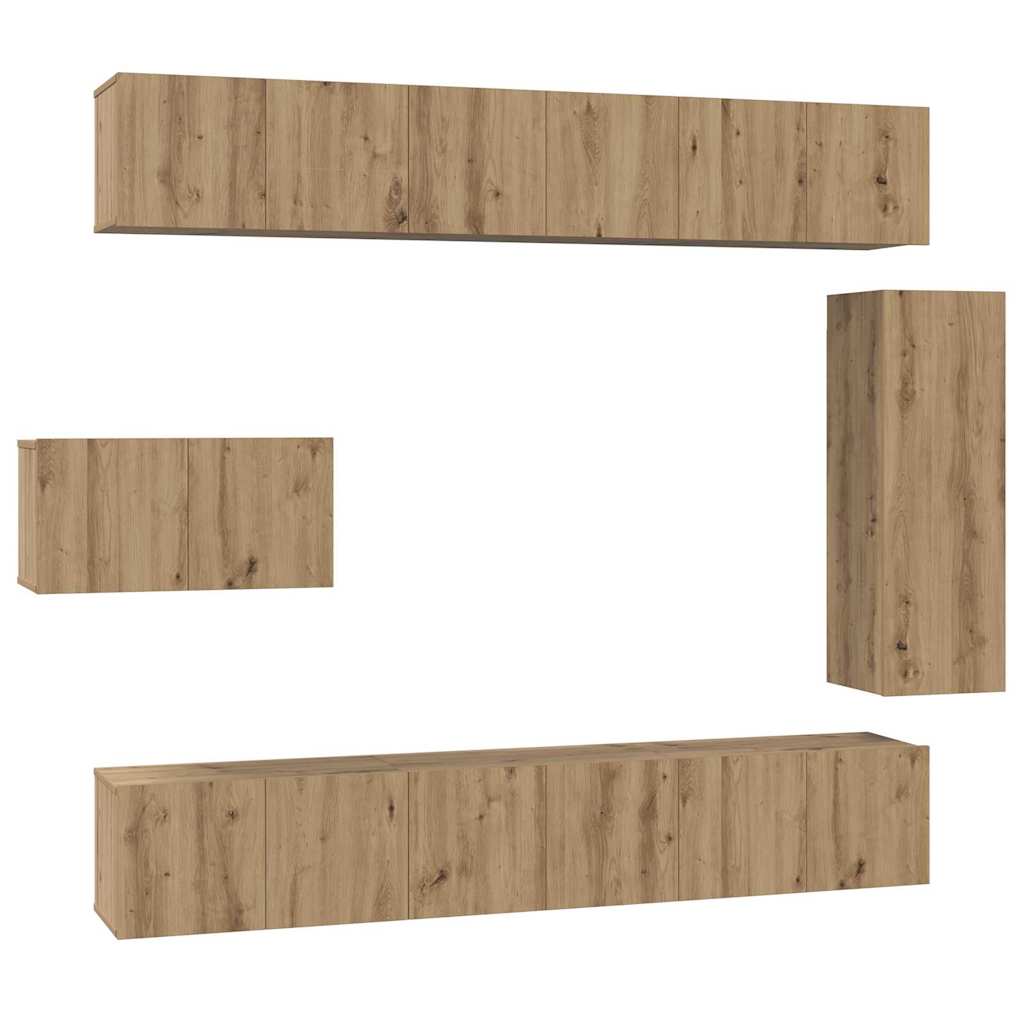 Set comodă TV cu raft Altele 8 pcs stejar artizanal 30.5 x 30 x 90 cm GartenMobel Dekor