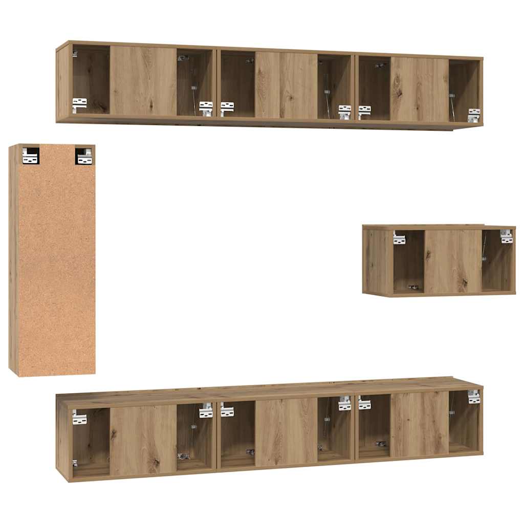Set comodă TV cu raft Altele 8 pcs stejar artizanal 30.5 x 30 x 90 cm GartenMobel Dekor