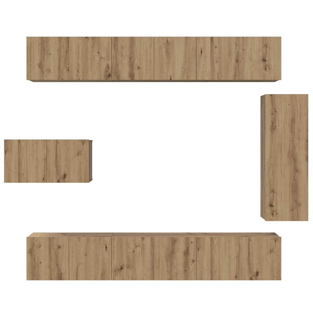 Set comodă TV cu raft Altele 8 pcs stejar artizanal 30.5 x 30 x 90 cm GartenMobel Dekor