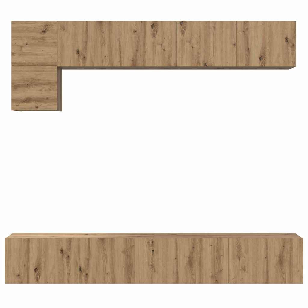 Set comodă TV cu raft Pe perete Altele 5 pcs stejar artizanal Mediu 100 cm GartenMobel Dekor