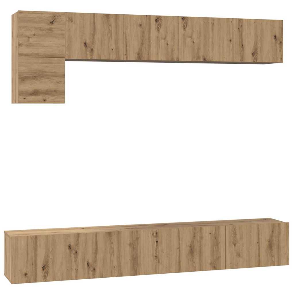 Set comodă TV cu raft Pe perete Altele 5 pcs stejar artizanal Mediu 100 cm GartenMobel Dekor