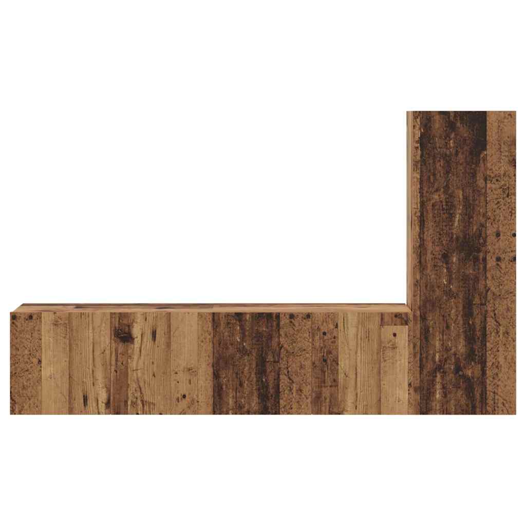 Set comodă TV cu raft Pe perete cu depozitare cu ușă 3 pcs Lemn vechi 150.5 x 30 x 90 cm GartenMobel Dekor