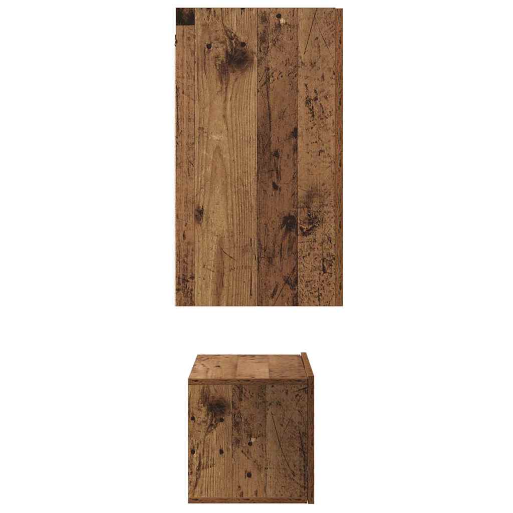 Set comodă TV cu raft Pe perete cu depozitare cu ușă 3 pcs Lemn vechi 60 x 30 x 30 cm GartenMobel Dekor
