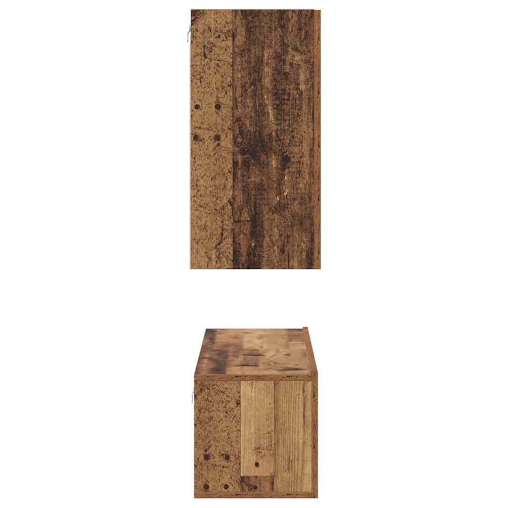 Set comodă TV cu raft Pe perete cu depozitare cu ușă 4 pcs Lemn vechi 60 x 30 x 30 cm GartenMobel Dekor