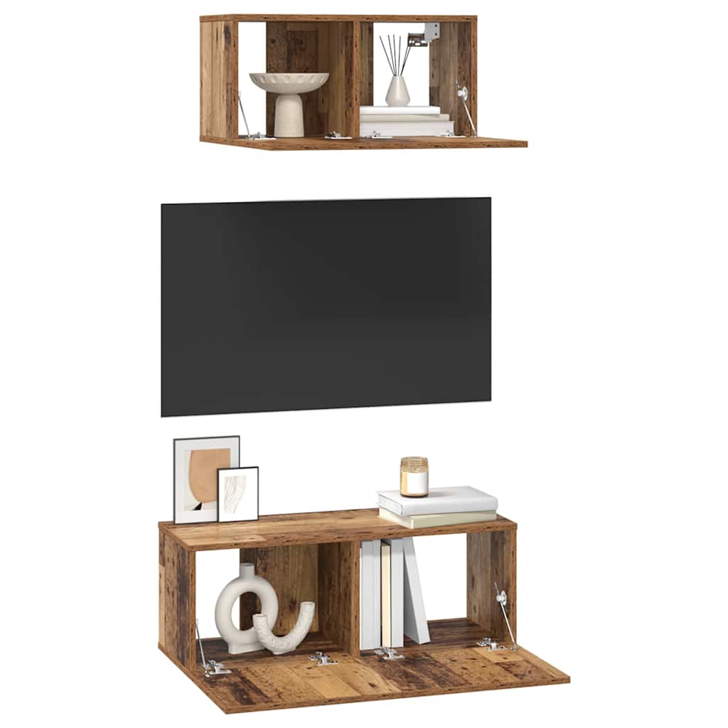 Set dulap TV 2 pcs Lemn vechi 80 x 30 x 30 cm Lemn compozit GartenMobel Dekor