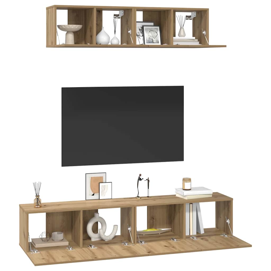 Set dulap TV 4 pcs stejar artizanal Mediu 80 x 30 x 30 cm GartenMobel Dekor