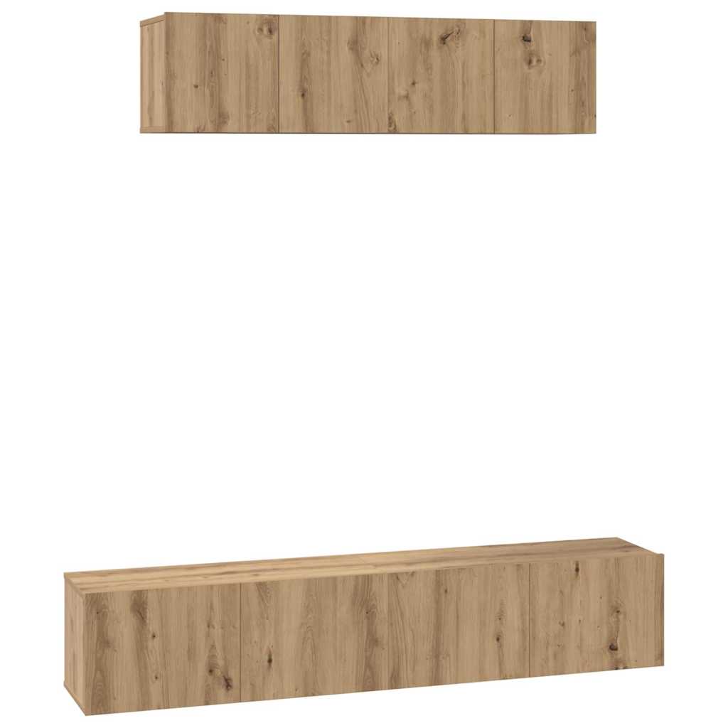 Set dulap TV 4 pcs stejar artizanal Mediu 80 x 30 x 30 cm GartenMobel Dekor