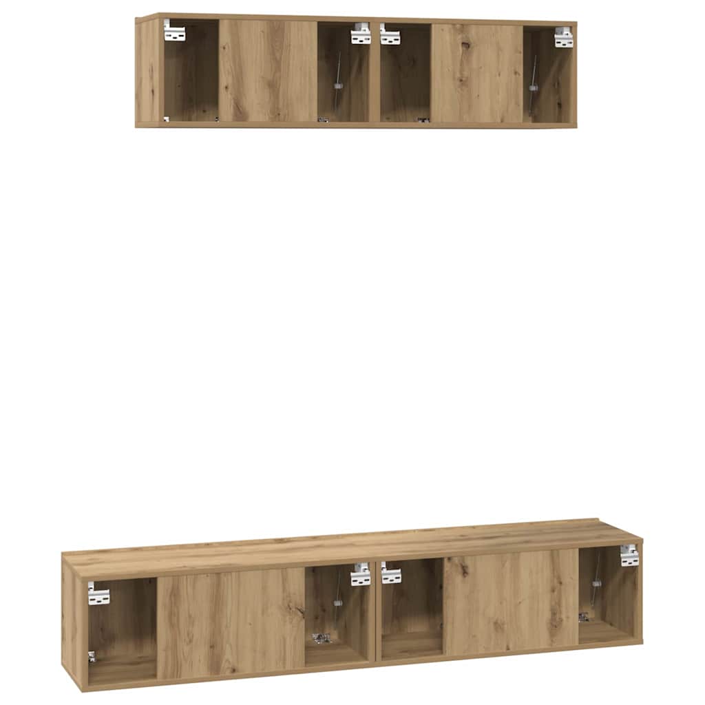Set dulap TV 4 pcs stejar artizanal Mediu 80 x 30 x 30 cm GartenMobel Dekor