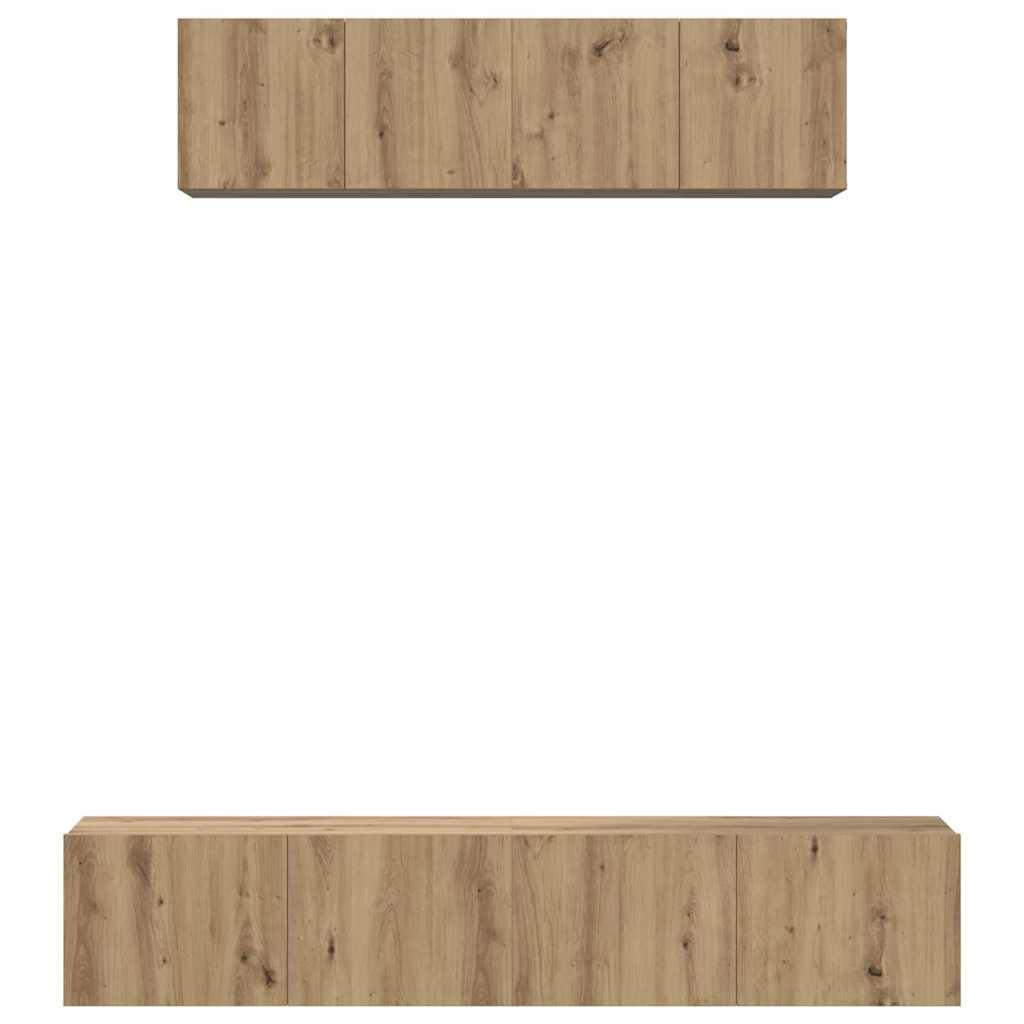 Set dulap TV 4 pcs stejar artizanal Mediu 80 x 30 x 30 cm GartenMobel Dekor