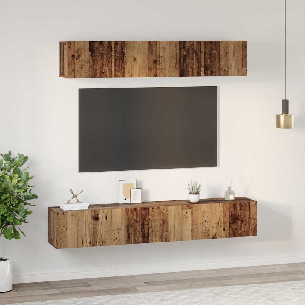 Set dulap TV 5 pcs Lemn vechi Standard Mediu Lemn compozit GartenMobel Dekor
