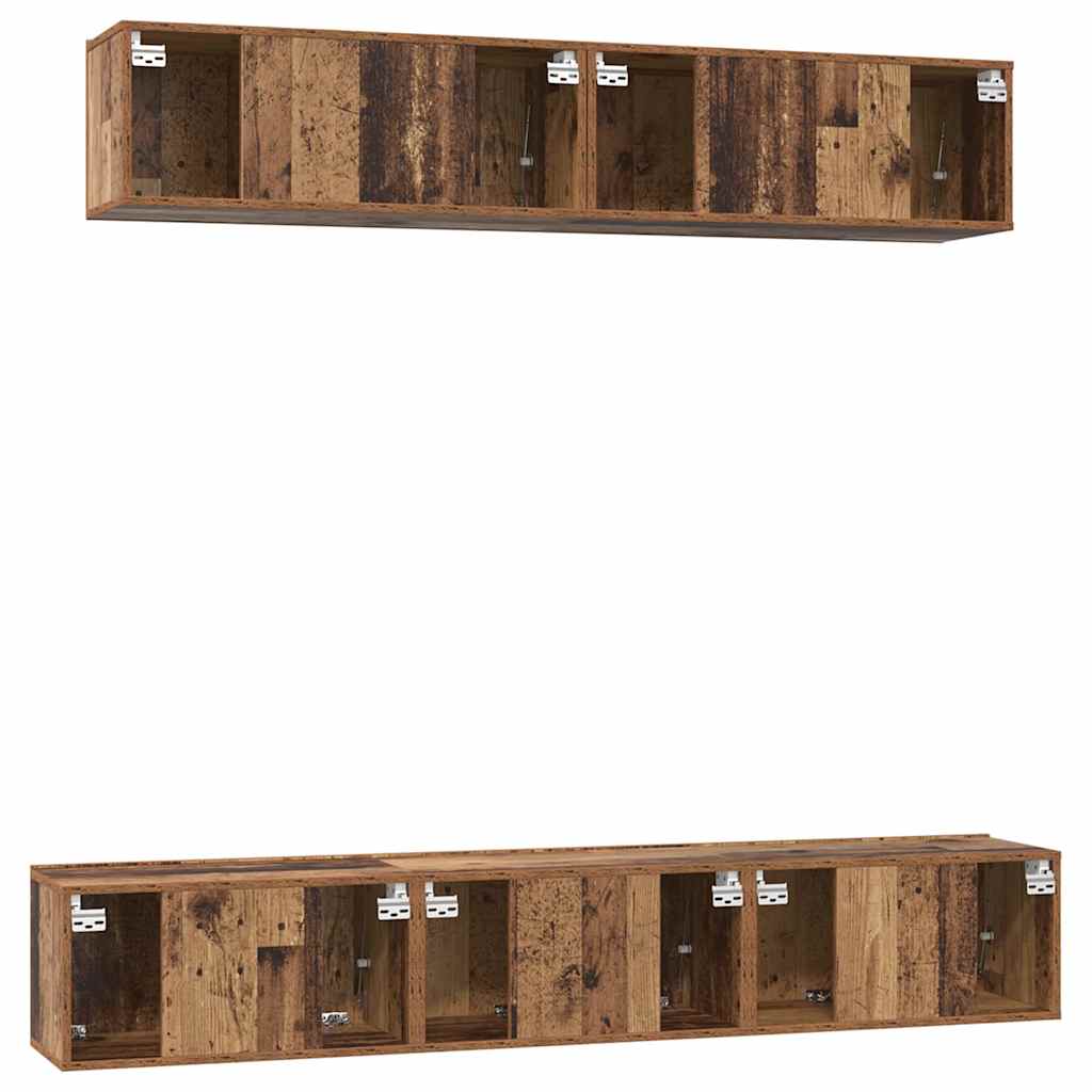 Set dulap TV 5 pcs Lemn vechi Standard Mediu Lemn compozit GartenMobel Dekor