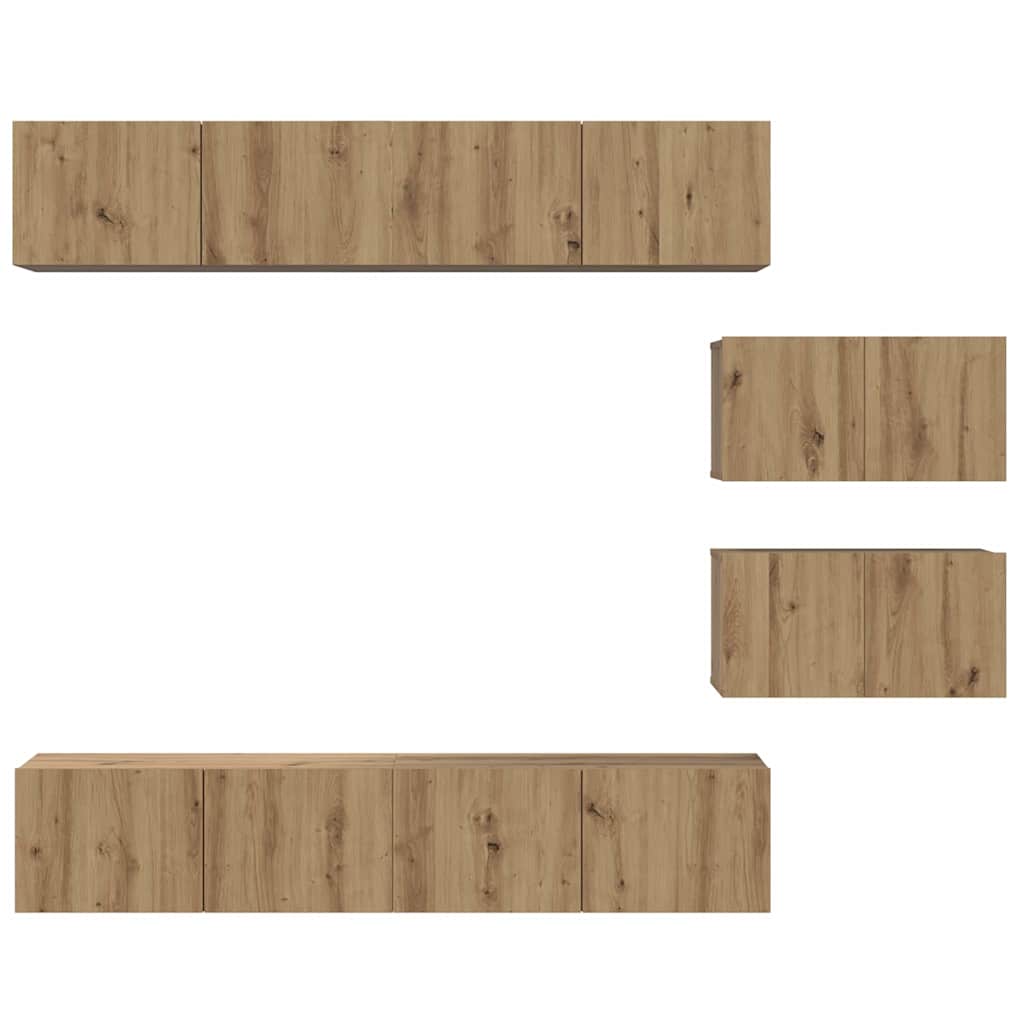 Set dulap TV 6 pcs stejar artizanal 80 x 30 x 30 cm Mediu GartenMobel Dekor