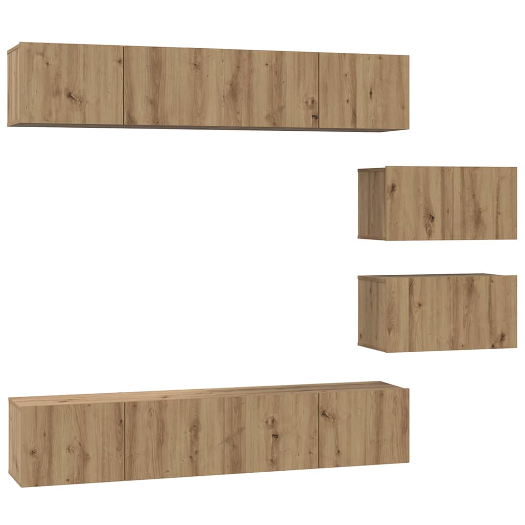 Set dulap TV 6 pcs stejar artizanal 80 x 30 x 30 cm Mediu GartenMobel Dekor