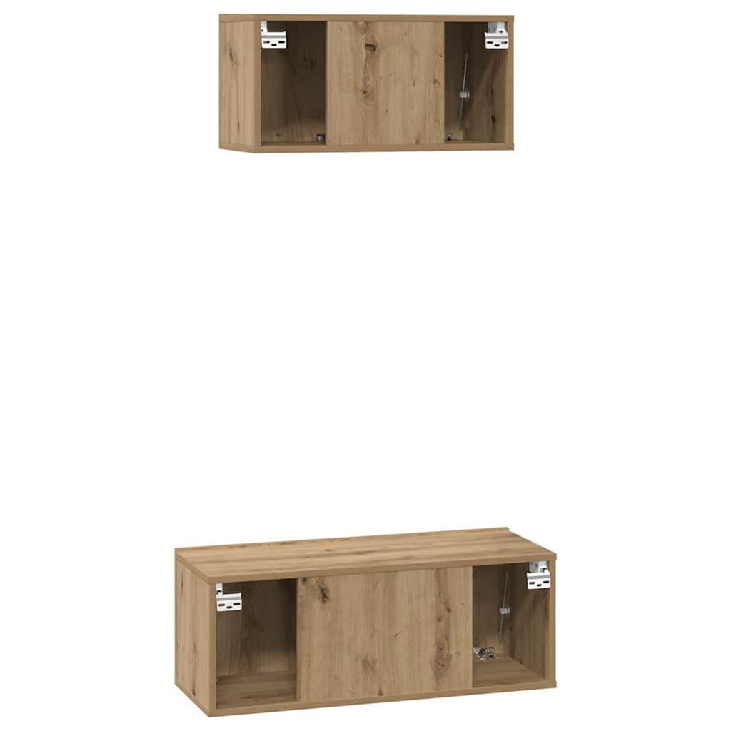 Set dulap TV cu raft Pe perete Altele 2 pcs stejar artizanal 80 x 30 x 30 cm GartenMobel Dekor