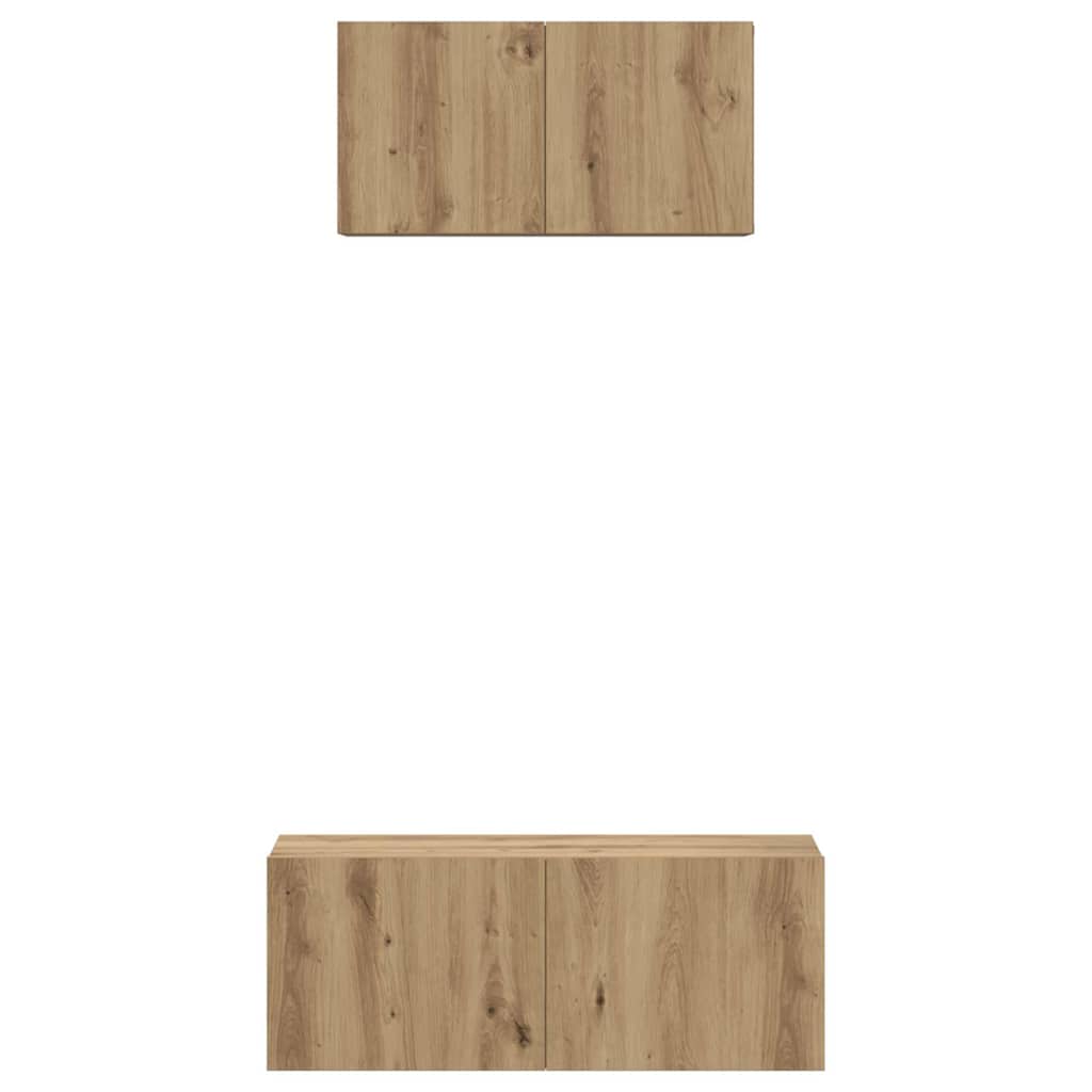 Set dulap TV cu raft Pe perete Altele 2 pcs stejar artizanal 80 x 30 x 30 cm GartenMobel Dekor
