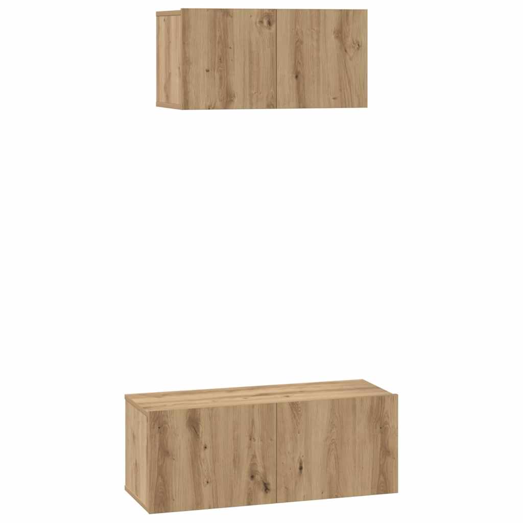 Set dulap TV cu raft Pe perete Altele 2 pcs stejar artizanal 80 x 30 x 30 cm GartenMobel Dekor