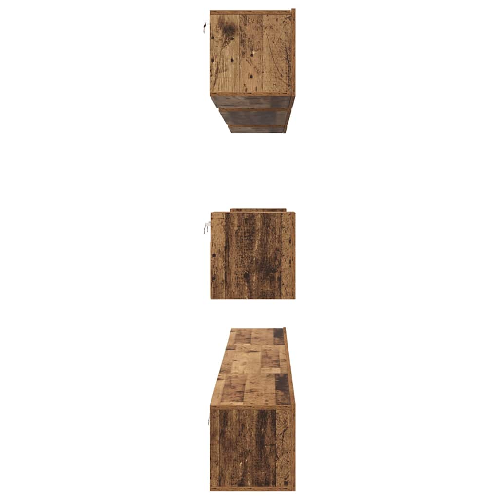 Set dulap TV cu raft Pe perete Altele 8 pcs Lemn vechi Mediu 30.5 x 30 x 30 cm GartenMobel Dekor