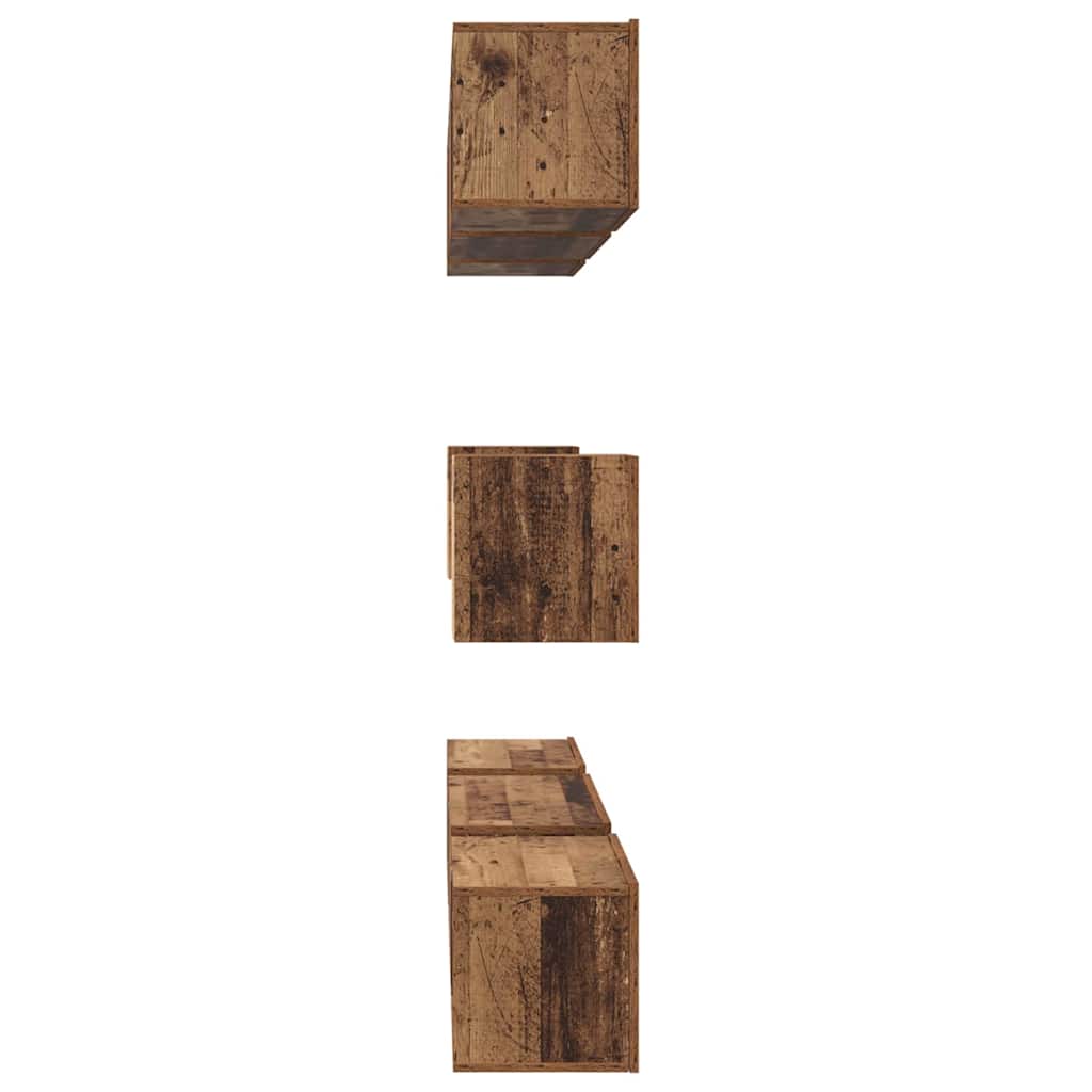 Set dulap TV cu raft Pe perete Altele 8 pcs Lemn vechi Mediu 30.5 x 30 x 30 cm GartenMobel Dekor