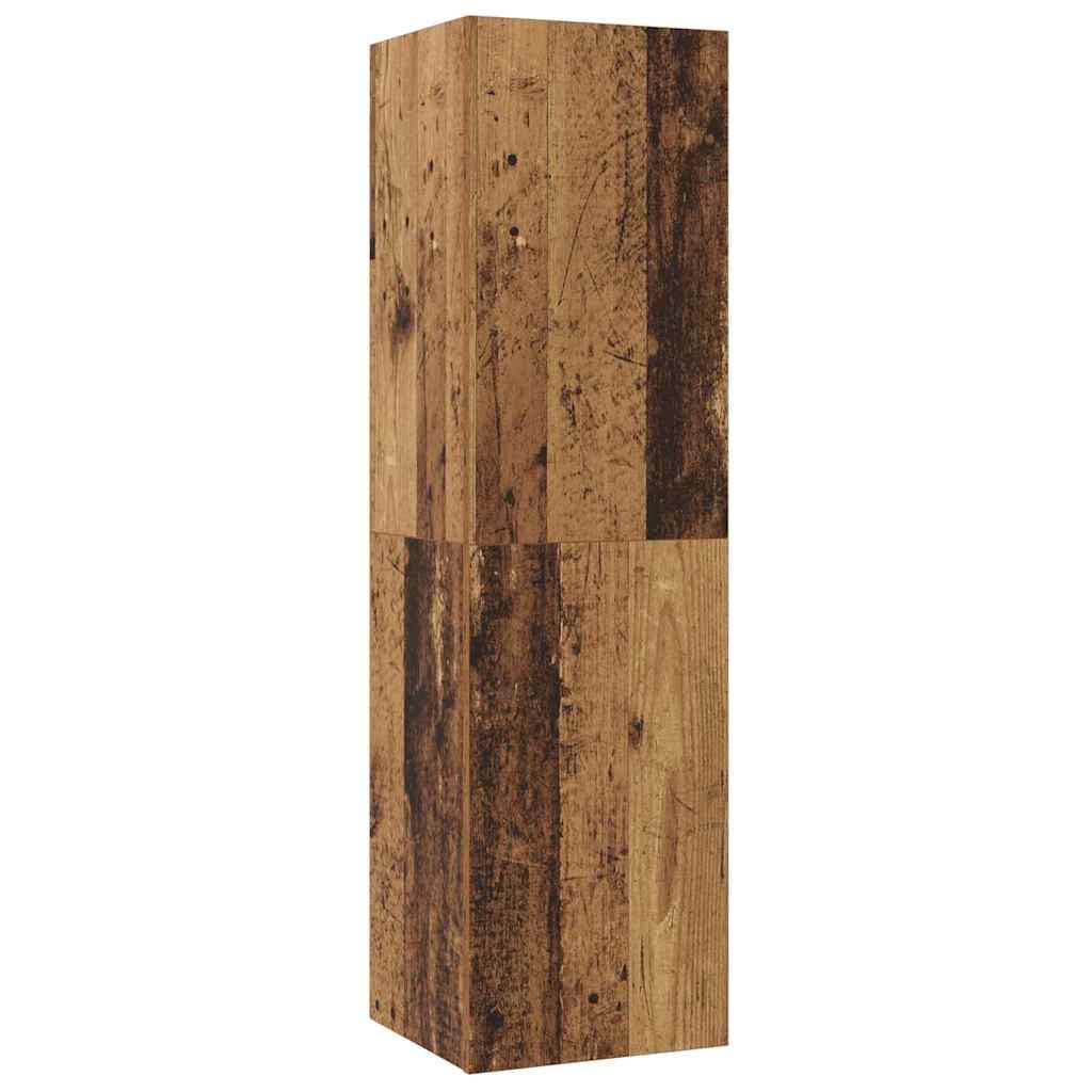Set dulap TV cu raft Pe perete Altele cu depozitare cu ușă 4 pcs Lemn vechi Mediu Lemn compozit GartenMobel Dekor