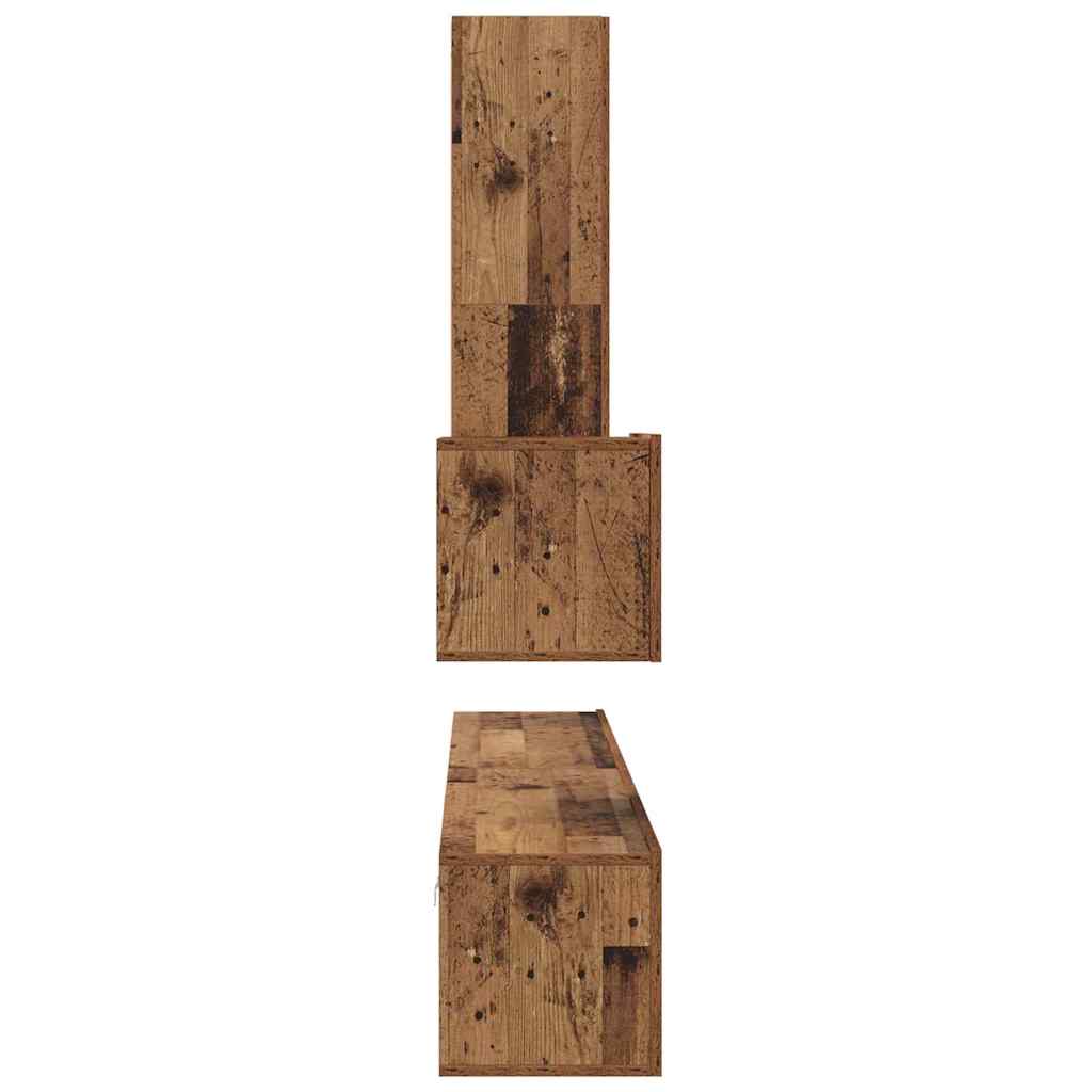 Set dulap TV cu raft Pe perete Altele cu depozitare cu ușă 4 pcs Lemn vechi Mediu Lemn compozit GartenMobel Dekor