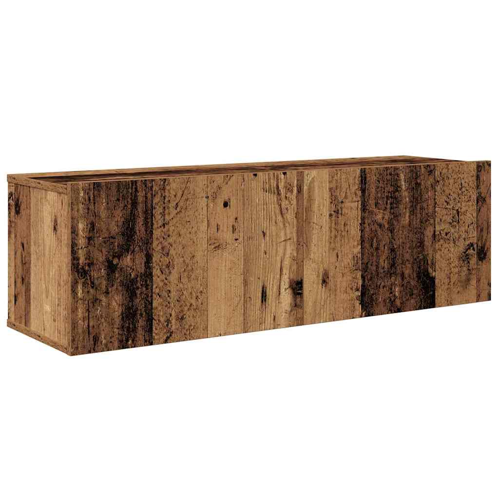 Set dulap TV cu raft Pe perete Altele cu depozitare cu ușă 4 pcs Lemn vechi Mediu Lemn compozit GartenMobel Dekor