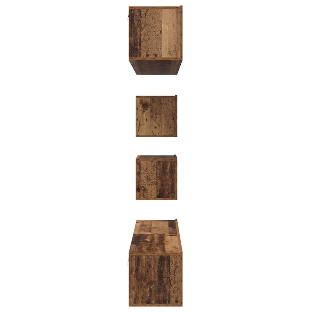 Set dulap TV cu raft Pe perete Altele cu depozitare cu ușă 6 pcs Lemn vechi Mediu Lemn compozit GartenMobel Dekor