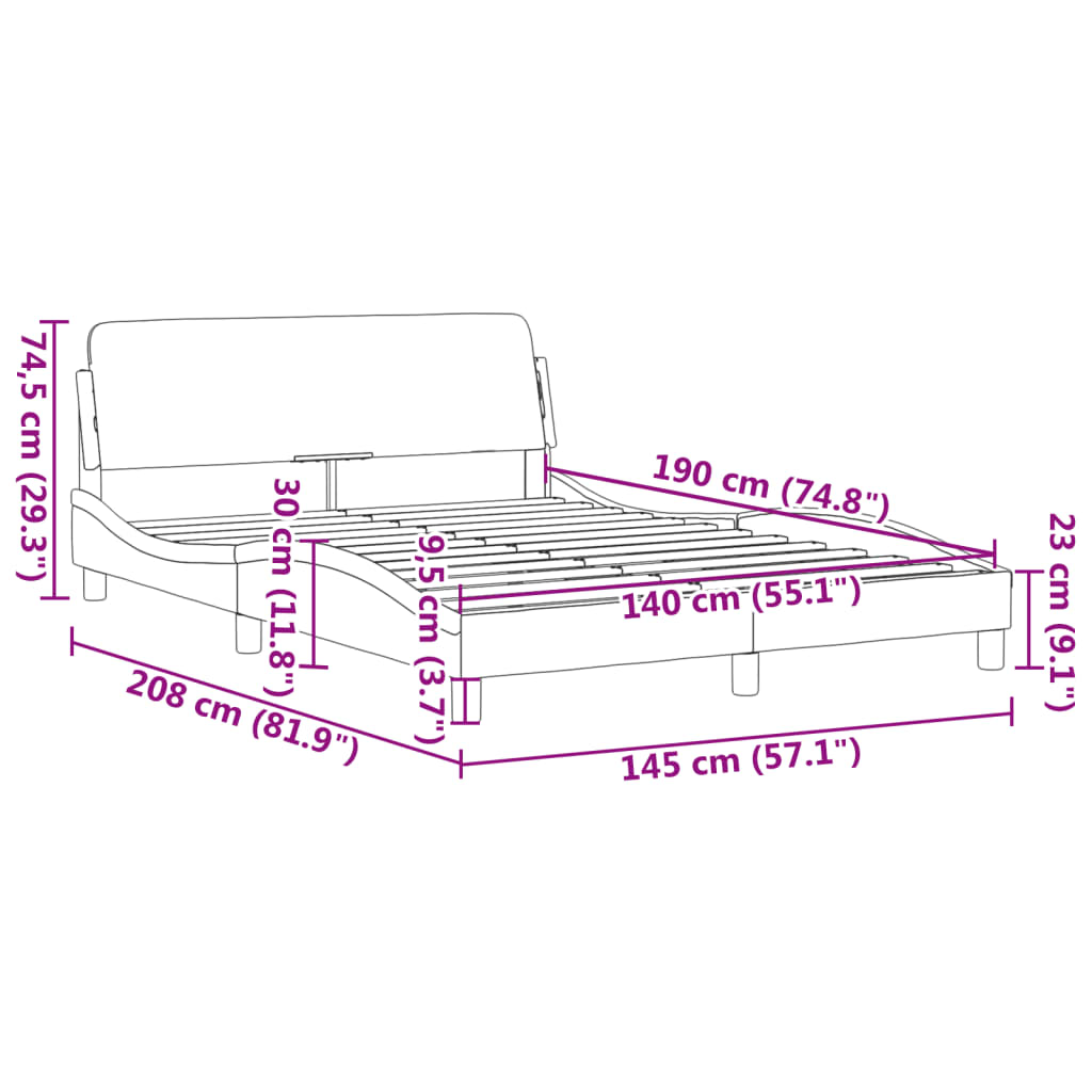 Cadru de pat fără saltea, crem, 140x190 cm, textil GartenMobel Dekor