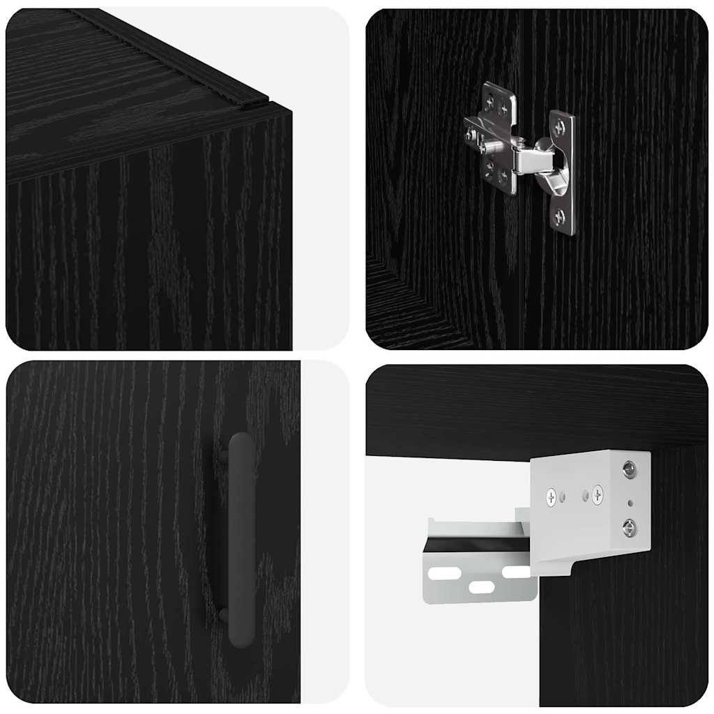 Mobilier cu Montaj pe Perete cu raft cu depozitare cu ușă 2 pcs Stejar negru GartenMobel Dekor