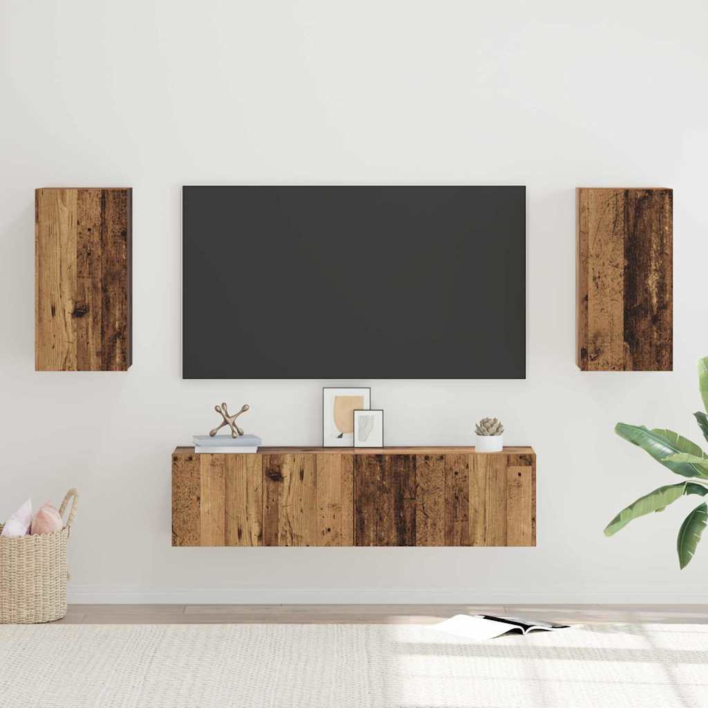 Set comodă TV 4 pcs Lemn vechi 30.5 x 30 x 60 cm Lemn compozit GartenMobel Dekor