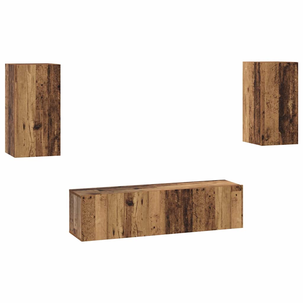 Set comodă TV 4 pcs Lemn vechi 30.5 x 30 x 60 cm Lemn compozit GartenMobel Dekor