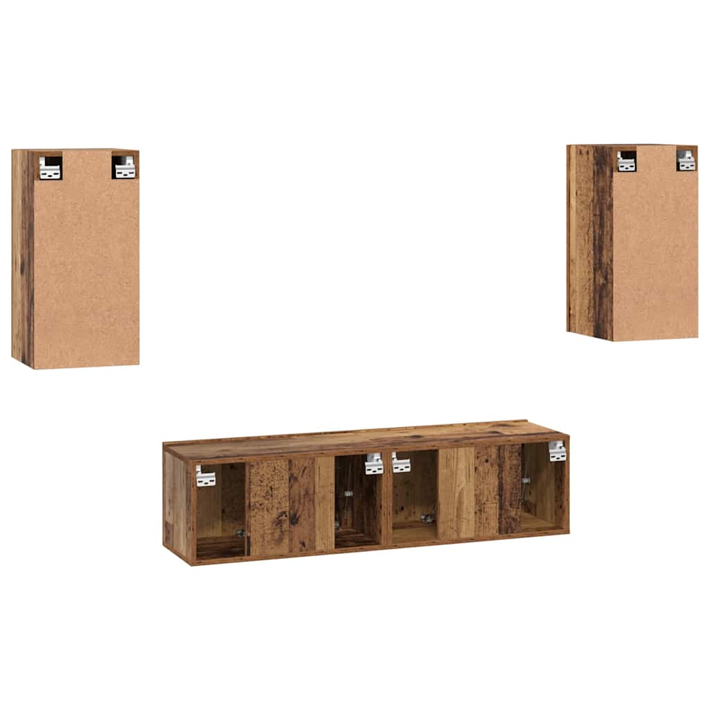 Set comodă TV 4 pcs Lemn vechi 30.5 x 30 x 60 cm Lemn compozit GartenMobel Dekor